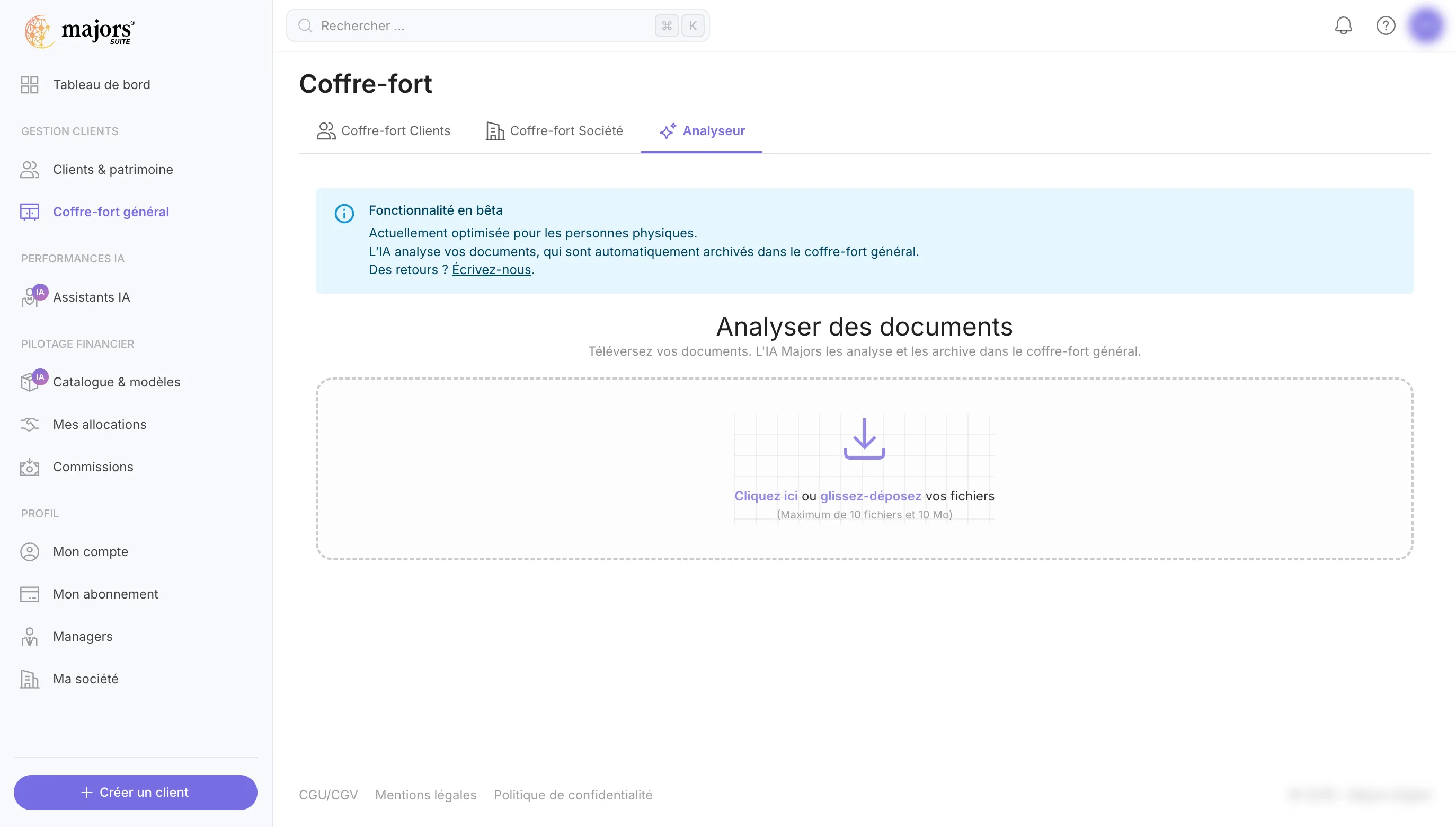 L'Analyseur : déposer des documents que l'IA analyse et archive automatiquement