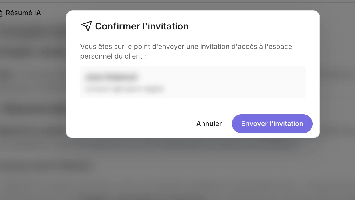 La fenêtre Confirmer l'invitation avant envoi au client