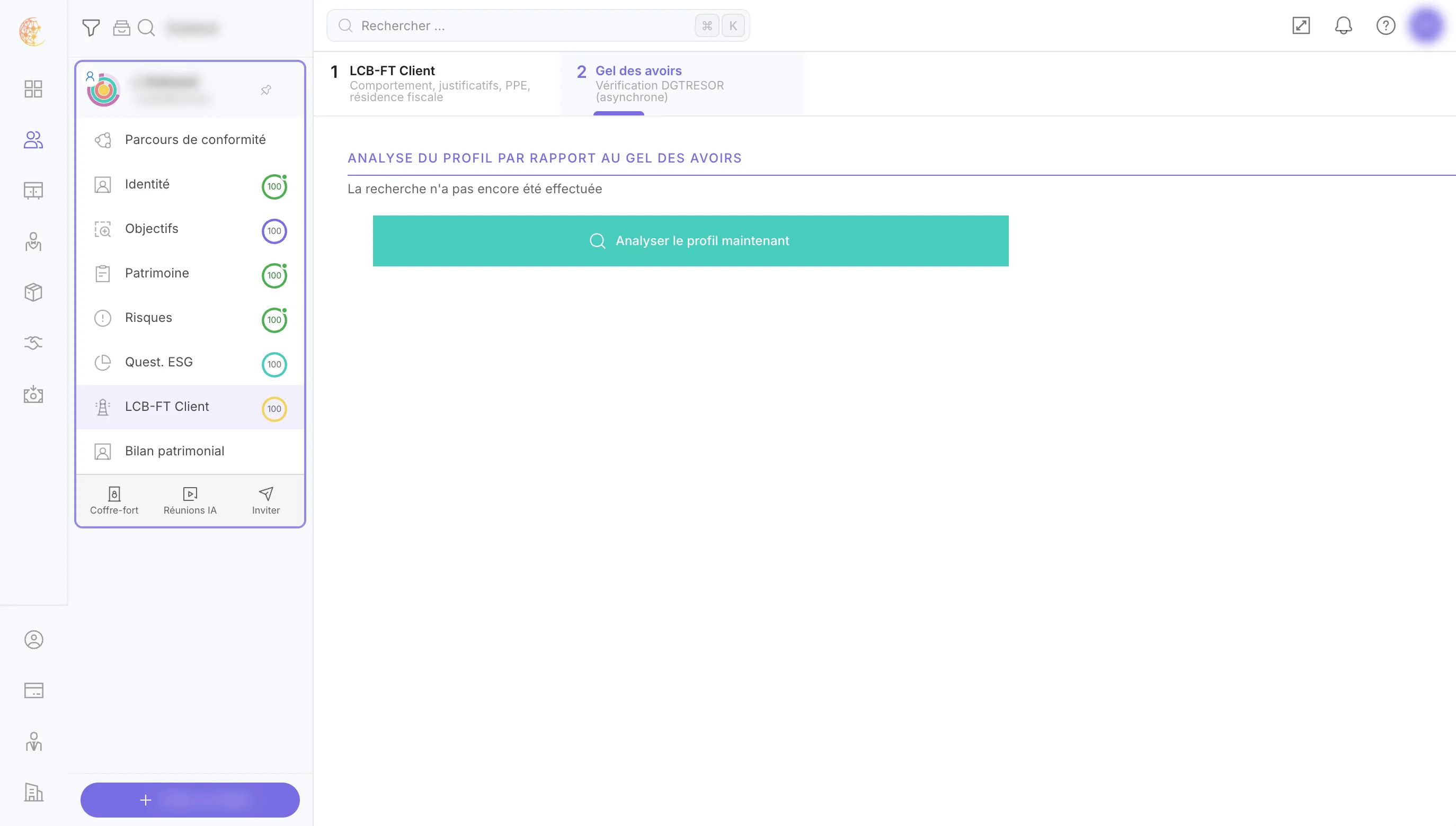 Gel des avoirs : lancer l'analyse du profil au registre officiel