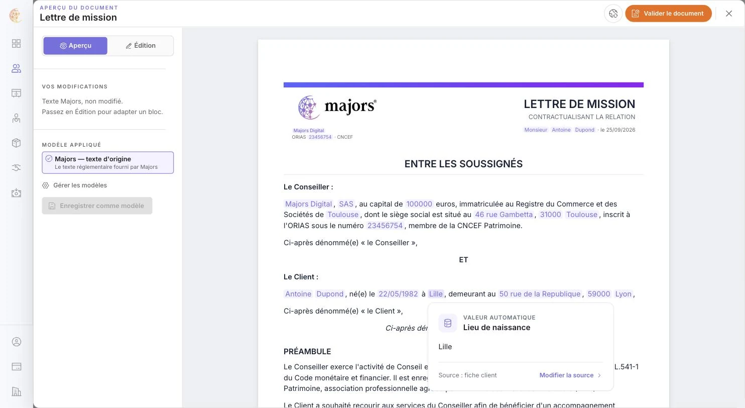 Info-bulle d'une valeur automatique : libellé, source et lien Modifier la source