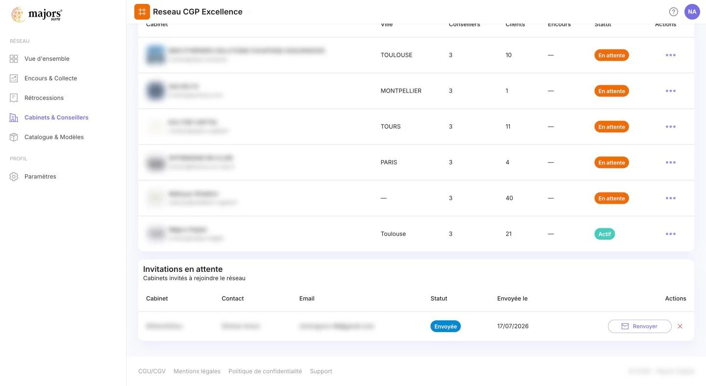 Invitations en attente : relancer ou annuler une invitation