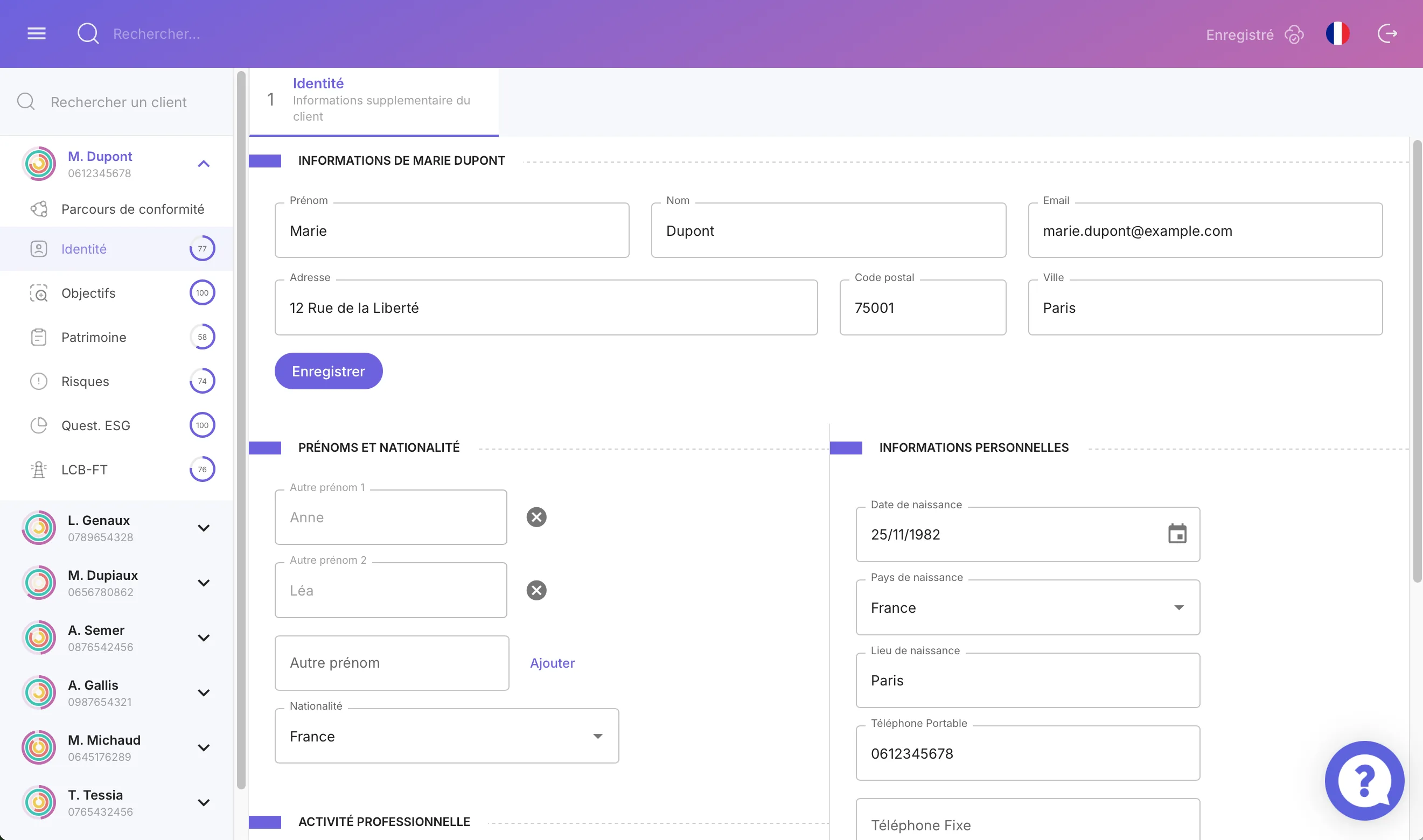 Remplissez le KYC client